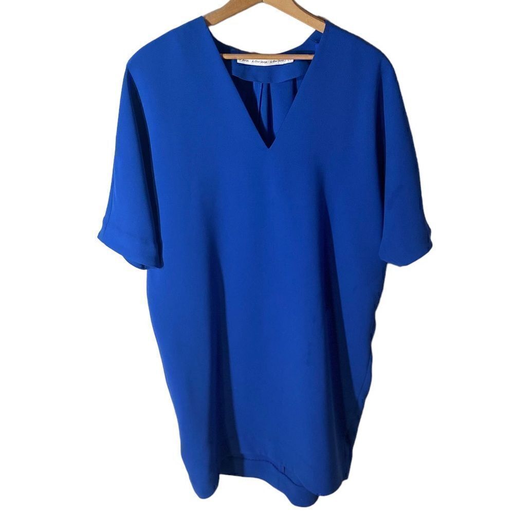 & Other Stories Blue V Neck Short Sleeved Dress Size 4